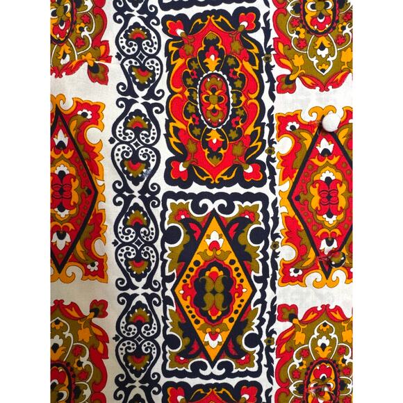 Vintage 1970s Bold Print Cotton dagger collar Shirt Boho Mod Festival medium - Picture 13 of 13